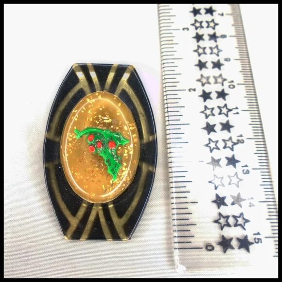 Art Deco Christmas &Winter Brooch, OOAK Holiday Pin Made with Vintage - Picture 4 of 14